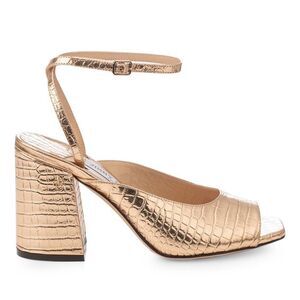 Jimmy Choo Jassidy Croc-Embossed Metallic Leather Sandals size 37.5